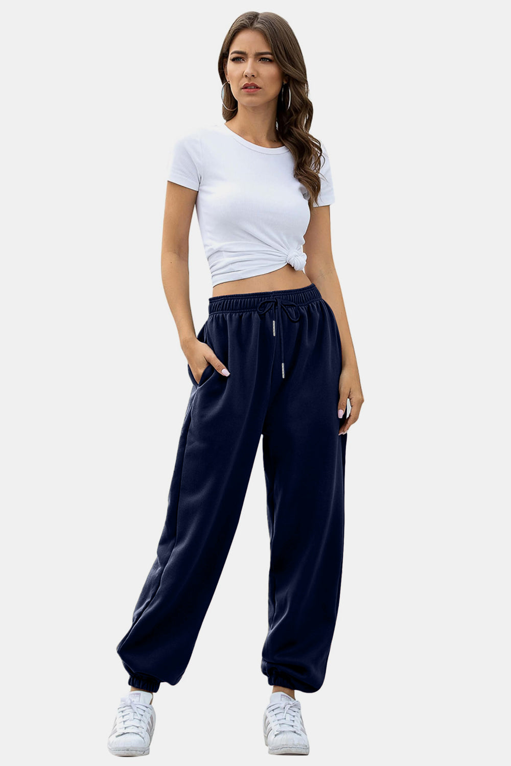 Elastic Waist Joggers with Pockets Trendsi