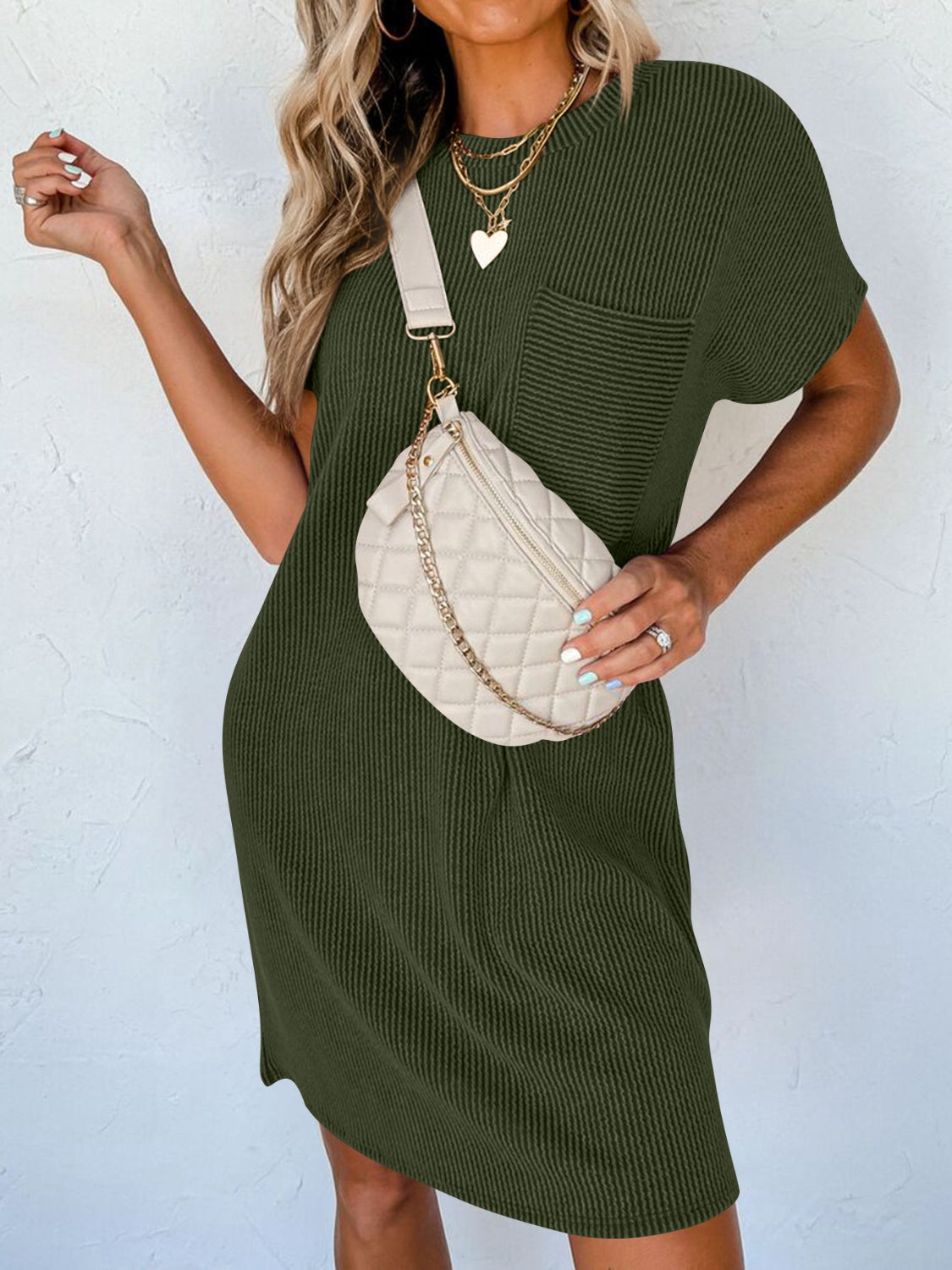 Round Neck Short Sleeve Mini Dress - House of Cardwell