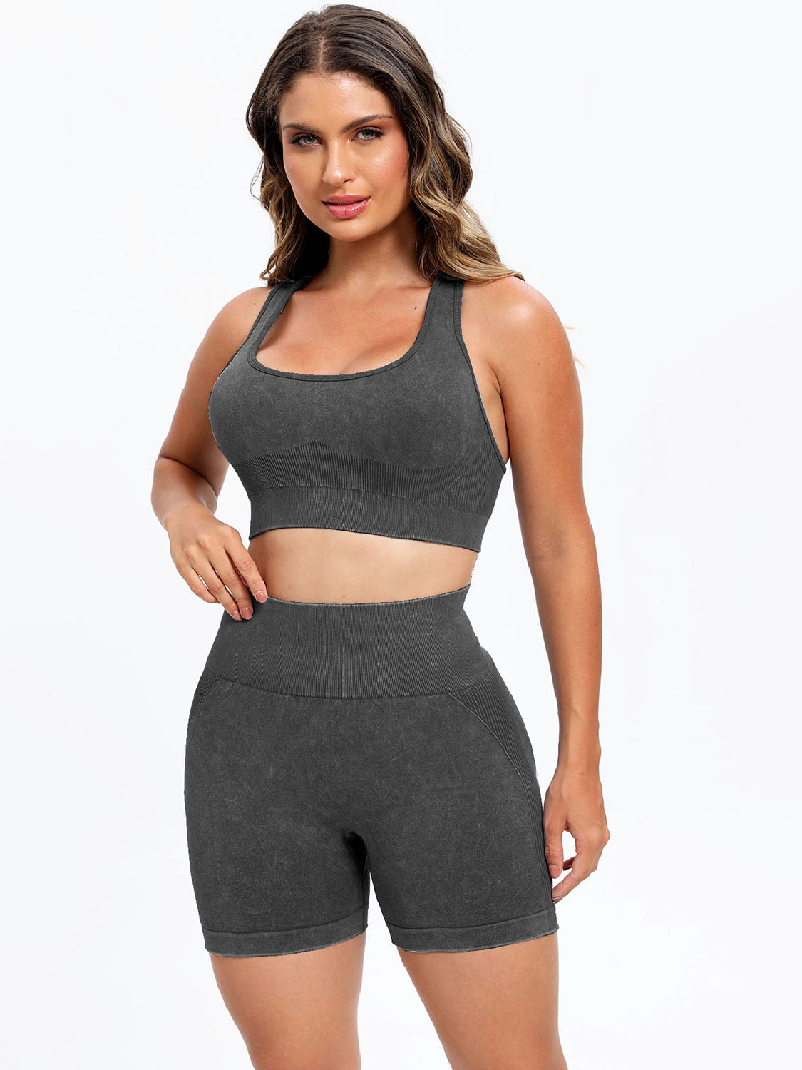 Scoop Neck Wide Strap Top and Shorts Active Set - House of Cardwell