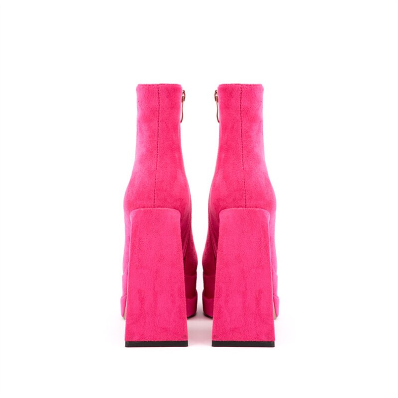 Platform Boots For Women Fashion Crude Heel Ankle Chunky Square Toe Zip Outdoor Female Boots Brand New Popular Style Women Shoes - House of Cardwell