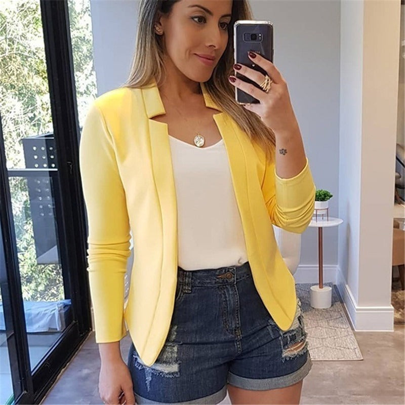 Hot selling solid color casual professional small suit jacket top for women's clothing - House of Cardwell
