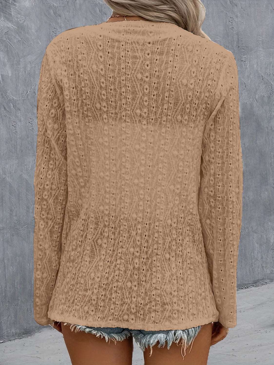Eyelet Roll-Tab Sleeve Cardigan - House of Cardwell