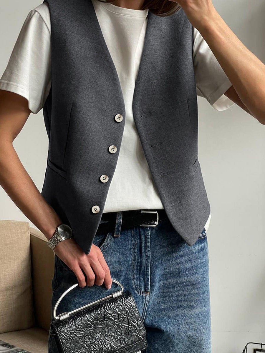 Just For Me Summer Casual Single-Breasted Two-Piece Vest & Pant Set eprolo