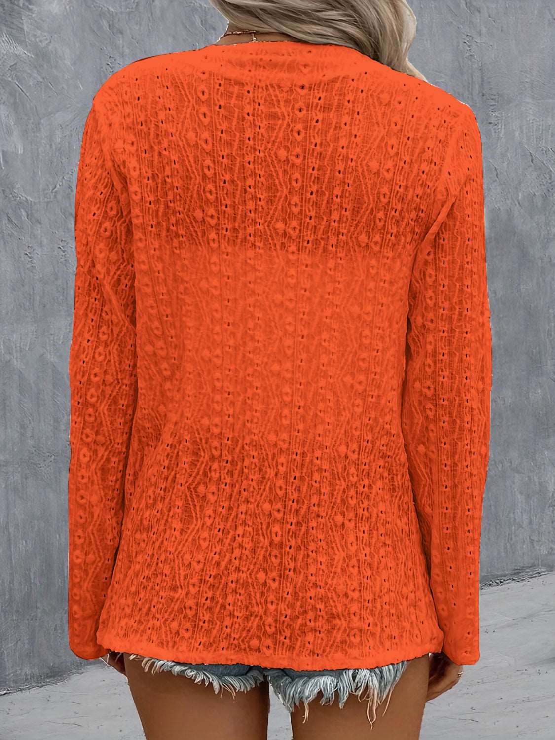 Eyelet Roll-Tab Sleeve Cardigan - House of Cardwell
