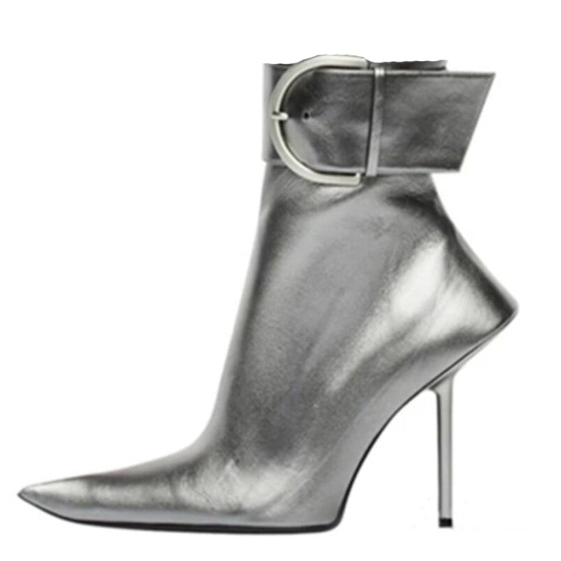 New Brand Sexy Women's Ankle Boots Thin High Heel Pointed Toe Fashion Zipper Short Boots Party Shoes Black Green Big Size - House of Cardwell
