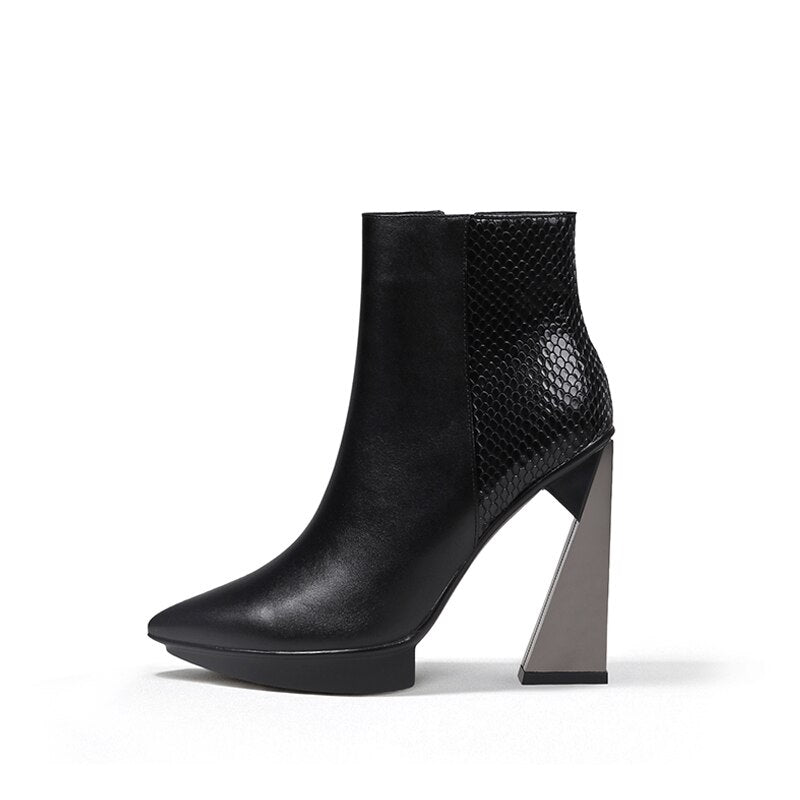 Women Boots Genuine Leather Pointed Toe 11cm High Heels Brand Designer Women Shoes - House of Cardwell