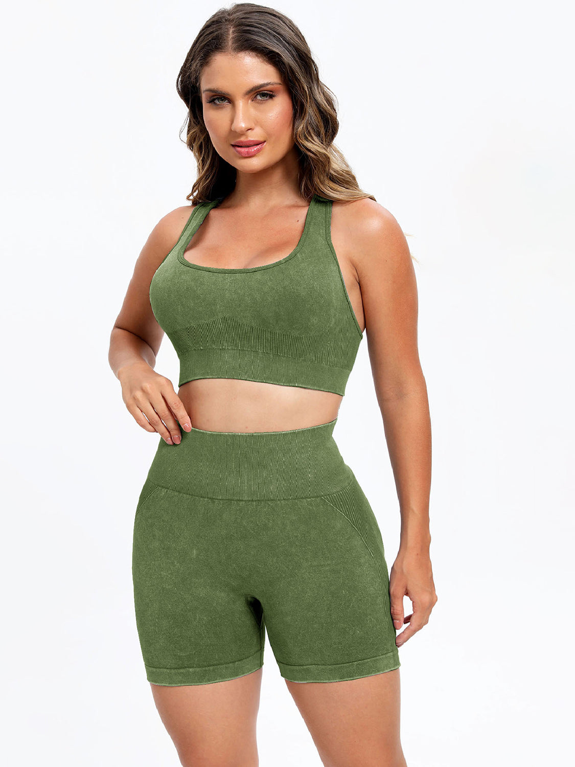 Scoop Neck Wide Strap Top and Shorts Active Set - House of Cardwell
