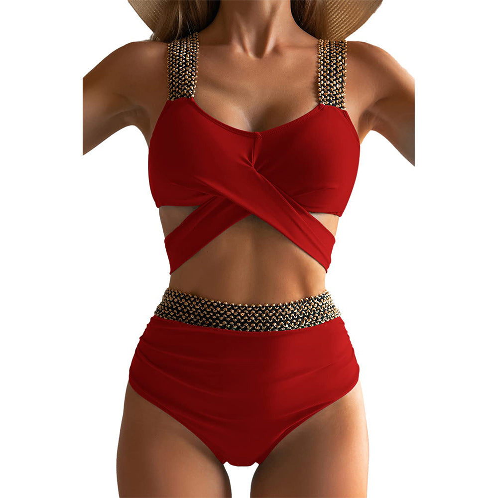 Ready for the Beach Cross Backless Bikini Swimsuit by The H.O.C. Collection eprolo