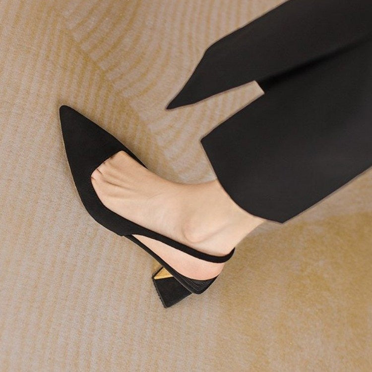Slingback Pointed-Toe Block High Heels eprolo