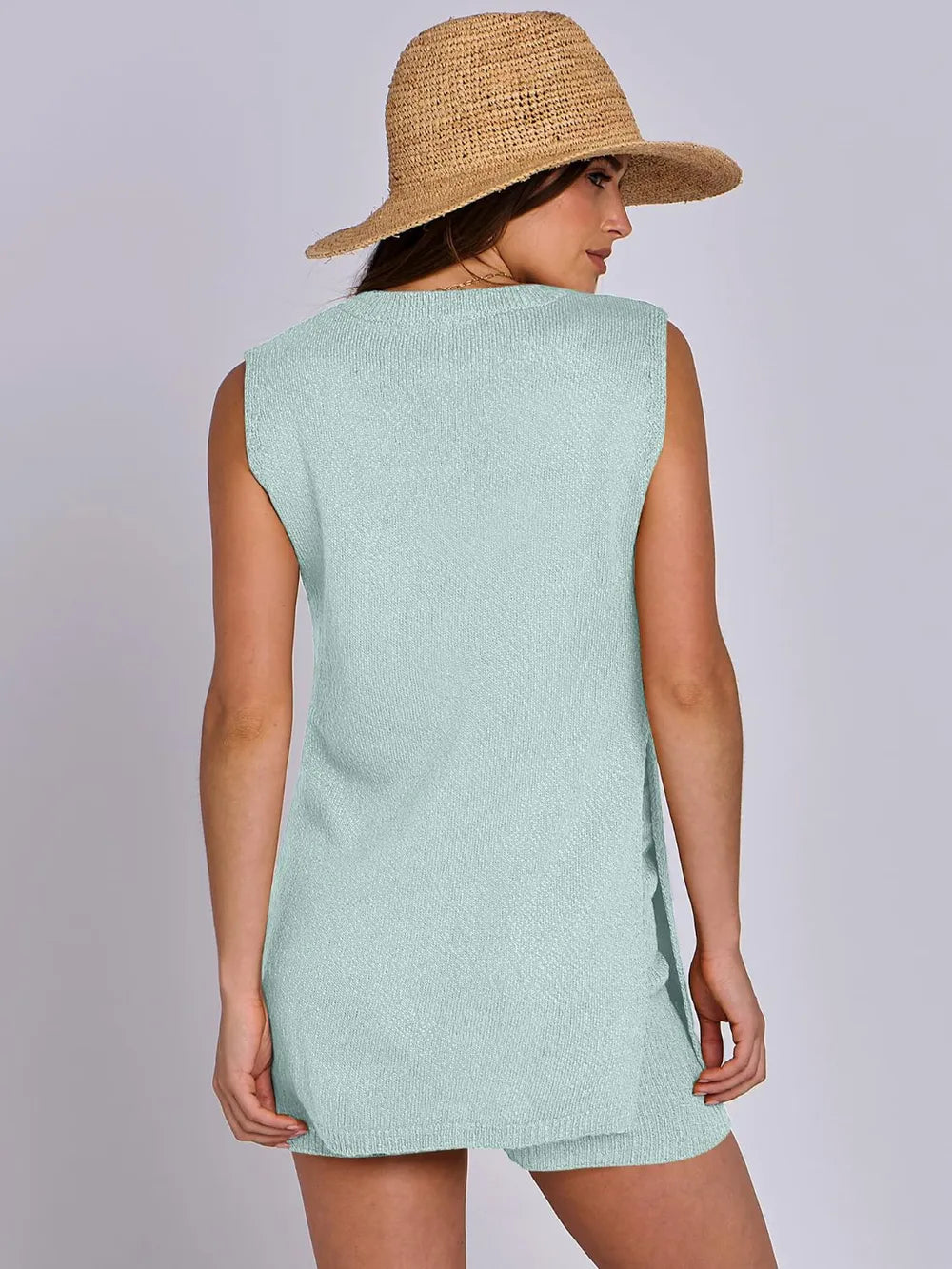 The New Spring and Summer Casual Knitted Sleeveless Short Set eprolo