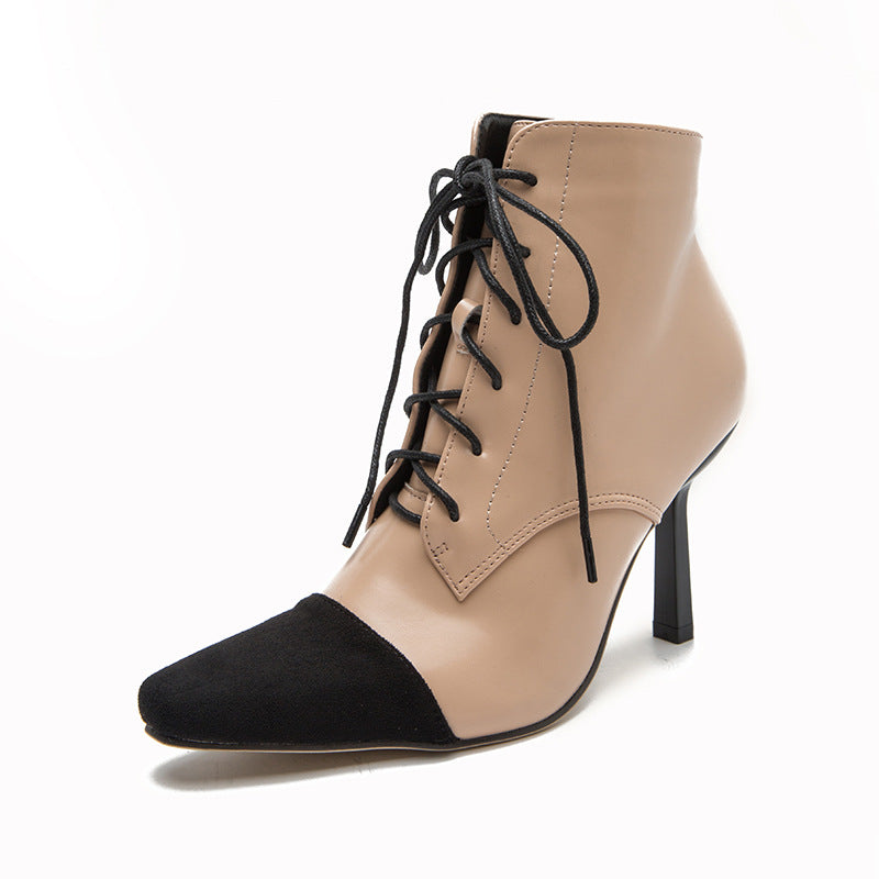 New Women's High Heels Boots Short Boots Thin Heels Pointed High Heels Sexy Versatile Western Boots - House of Cardwell