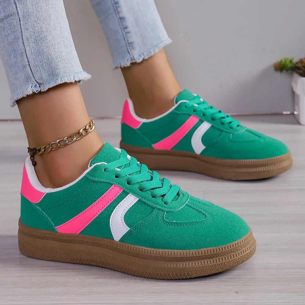 Lace Up Round Toe Contrast Sneakers eprolo