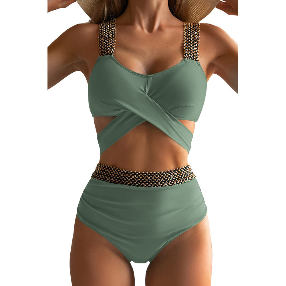 Ready for the Beach Cross Backless Bikini Swimsuit by The H.O.C. Collection eprolo