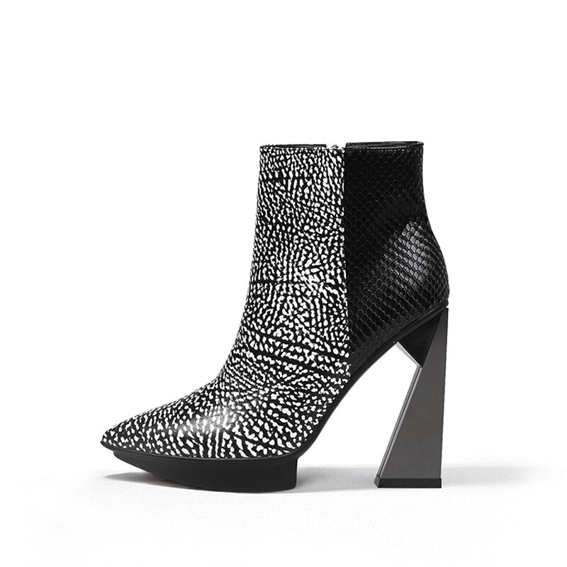 Women Boots Genuine Leather Pointed Toe 11cm High Heels Brand Designer Women Shoes - House of Cardwell