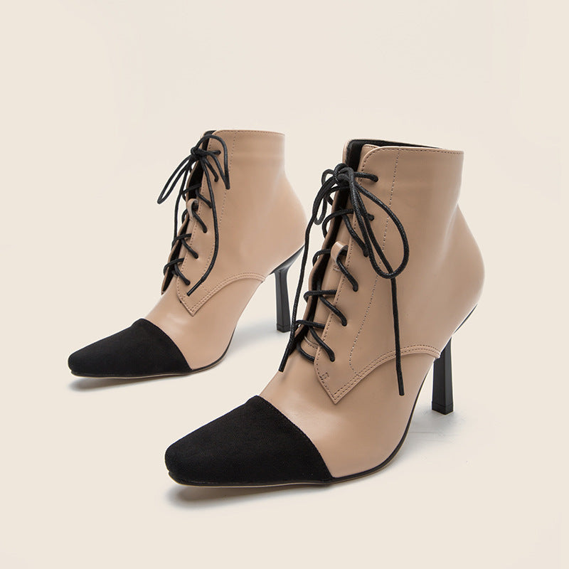 New Women's High Heels Boots Short Boots Thin Heels Pointed High Heels Sexy Versatile Western Boots - House of Cardwell
