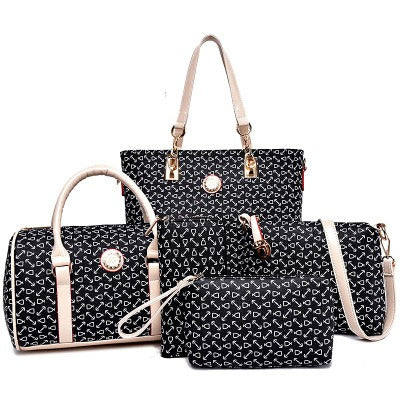Fish bone patterned bun mother bag six piece set, single shoulder diagonal cross portable bun mother bag - House of Cardwell