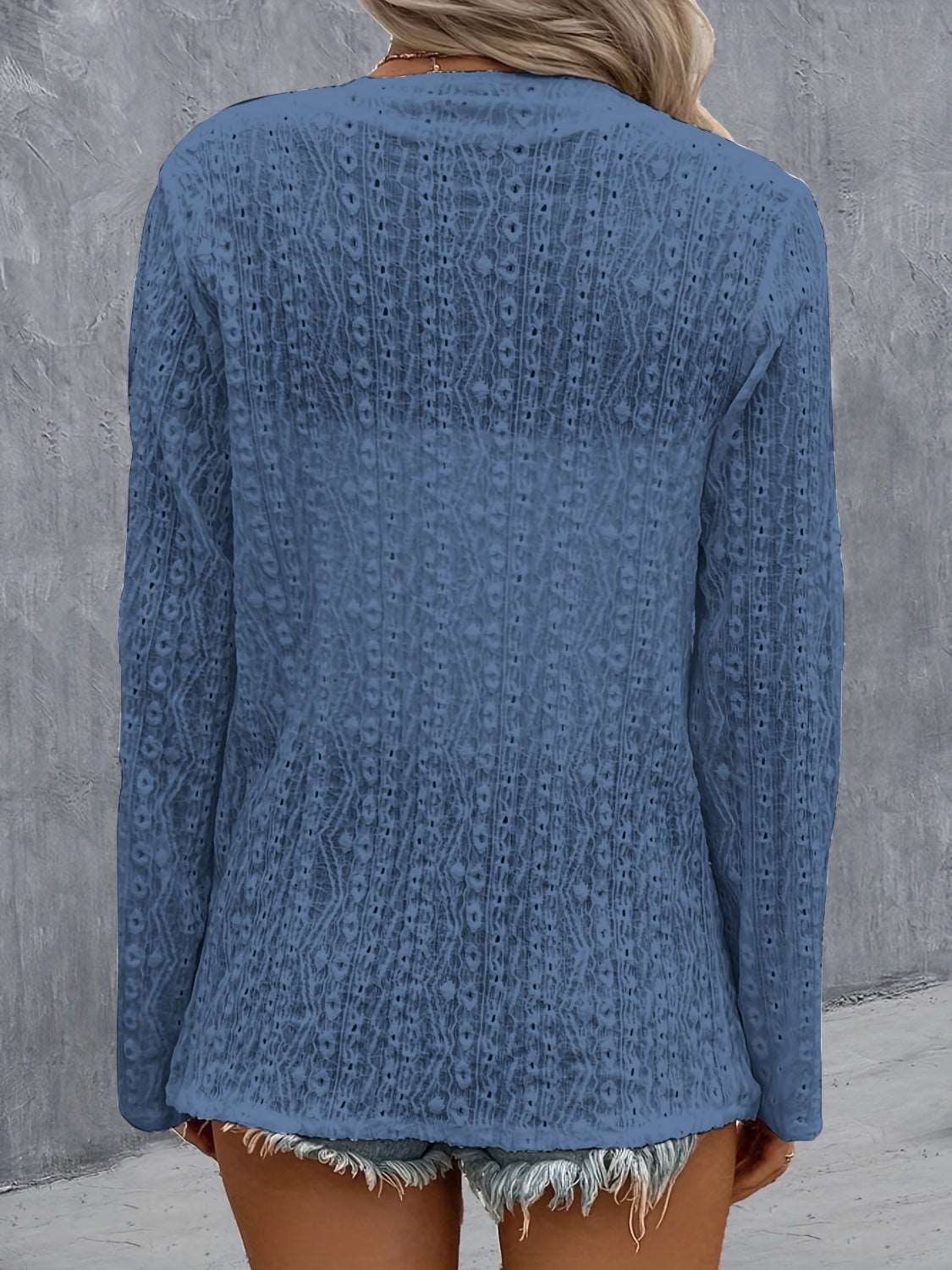 Eyelet Roll-Tab Sleeve Cardigan - House of Cardwell