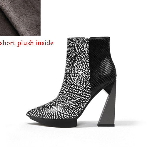 Women Boots Genuine Leather Pointed Toe 11cm High Heels Brand Designer Women Shoes - House of Cardwell