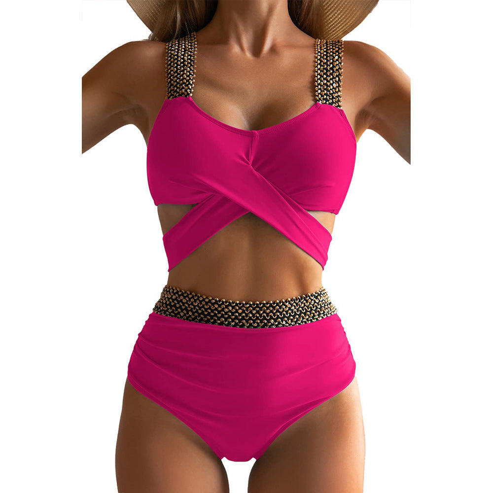 Ready for the Beach Cross Backless Bikini Swimsuit by The H.O.C. Collection eprolo