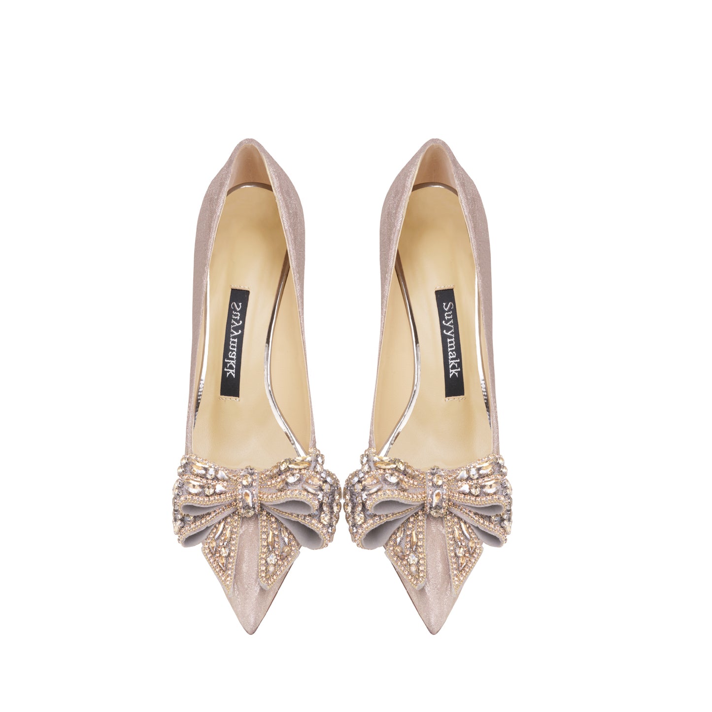 Leather Rhinestone Golden Bowknot High Heel Shoes Women's New Fine Heel Tiger Skin Bridesmaid Shoes Wedding Shoes Single Shoes - House of Cardwell