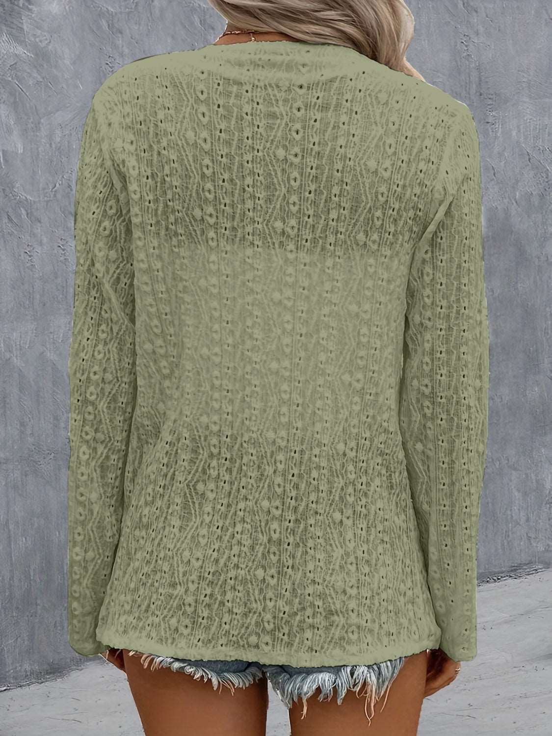 Eyelet Roll-Tab Sleeve Cardigan - House of Cardwell