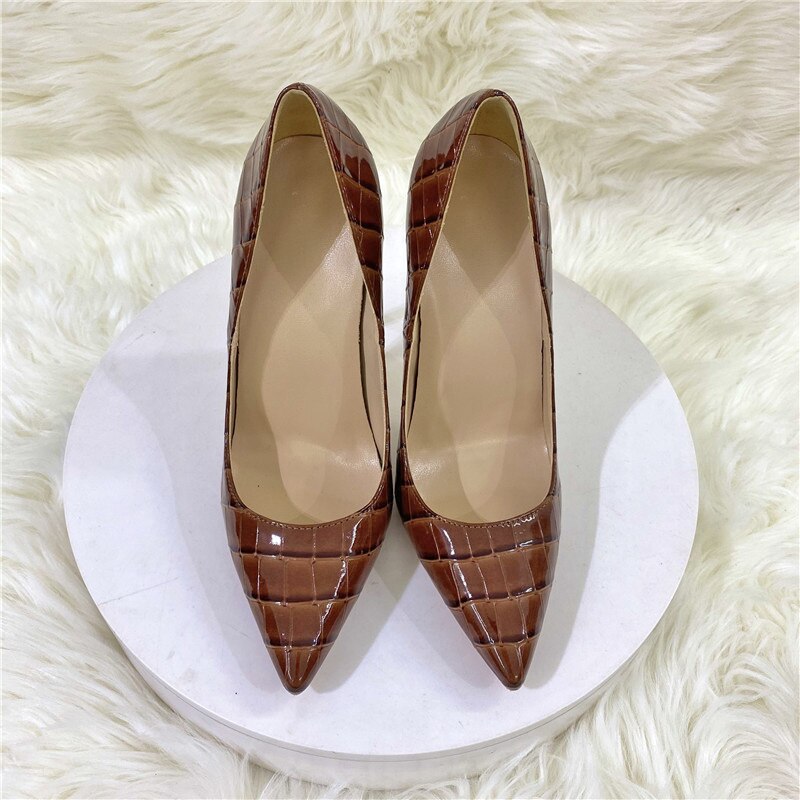 New Orange Snake Pattern High Heels 12Cm Pointed Toe Stiletto Pumps Women's Shoes - House of Cardwell