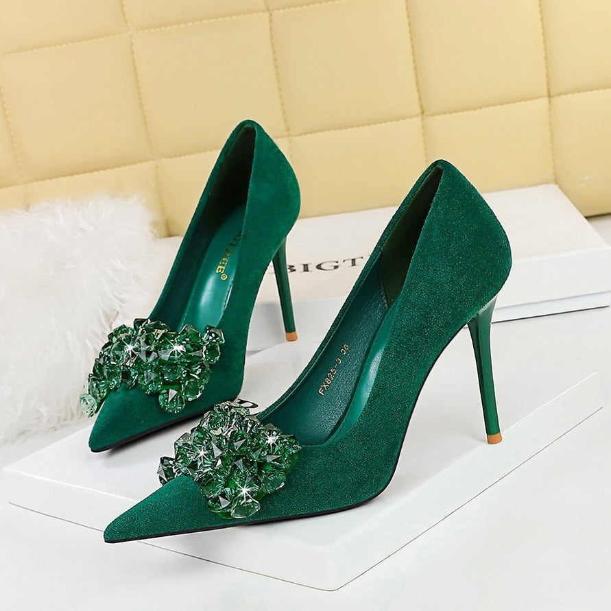 Banquet Pointed-Toe Suede Stiletto High-Heeled Shoes eprolo