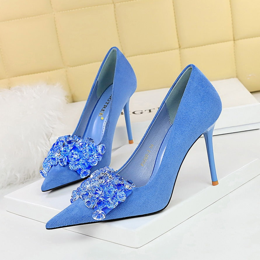 Banquet Pointed-Toe Suede Stiletto High-Heeled Shoes eprolo