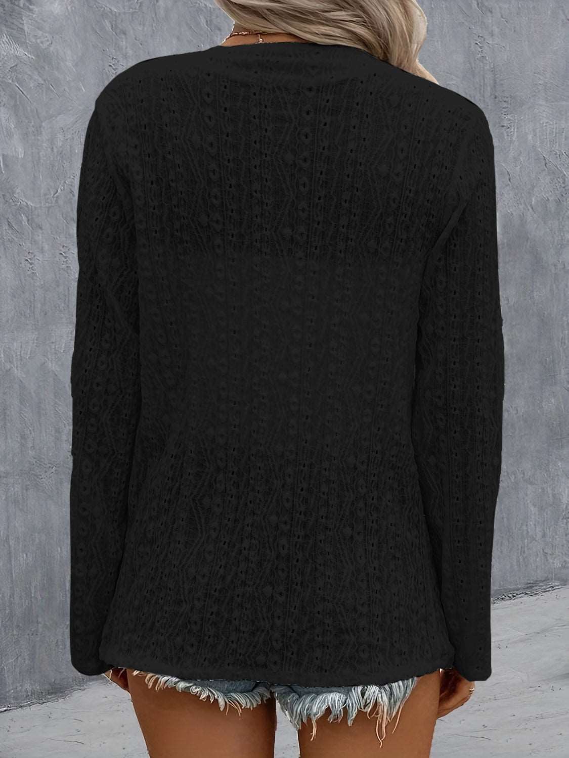 Eyelet Roll-Tab Sleeve Cardigan - House of Cardwell
