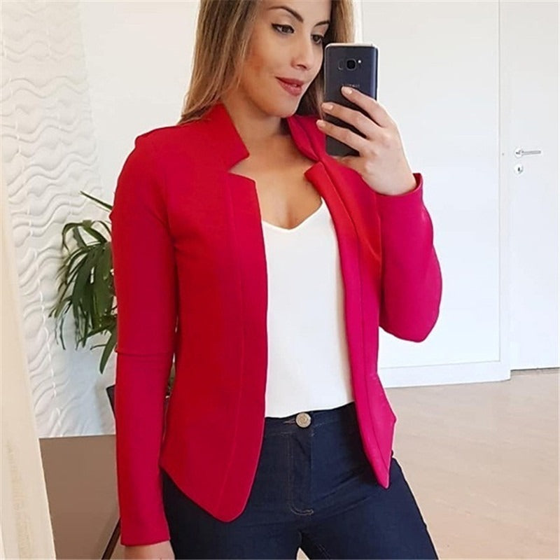 Hot selling solid color casual professional small suit jacket top for women's clothing - House of Cardwell