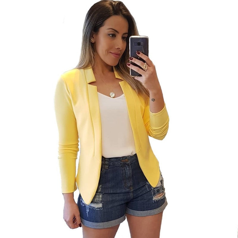 Hot selling solid color casual professional small suit jacket top for women's clothing - House of Cardwell