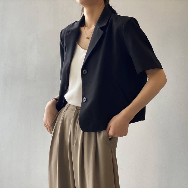 Draping short casual small suit top - House of Cardwell