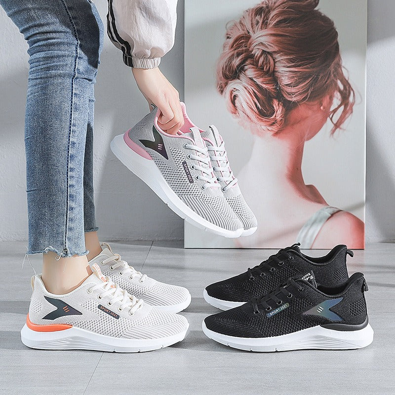 Women's Flying Woven Sneakers New Breathable Casual Shoes Fashion Korean Running Shoes - House of Cardwell