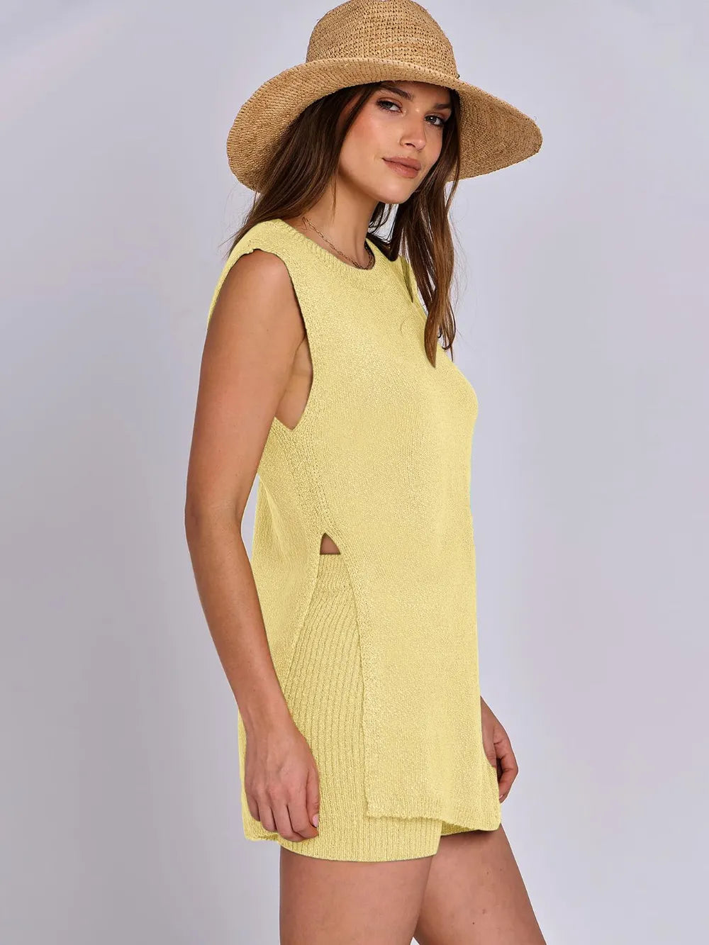 The New Spring and Summer Casual Knitted Sleeveless Short Set eprolo