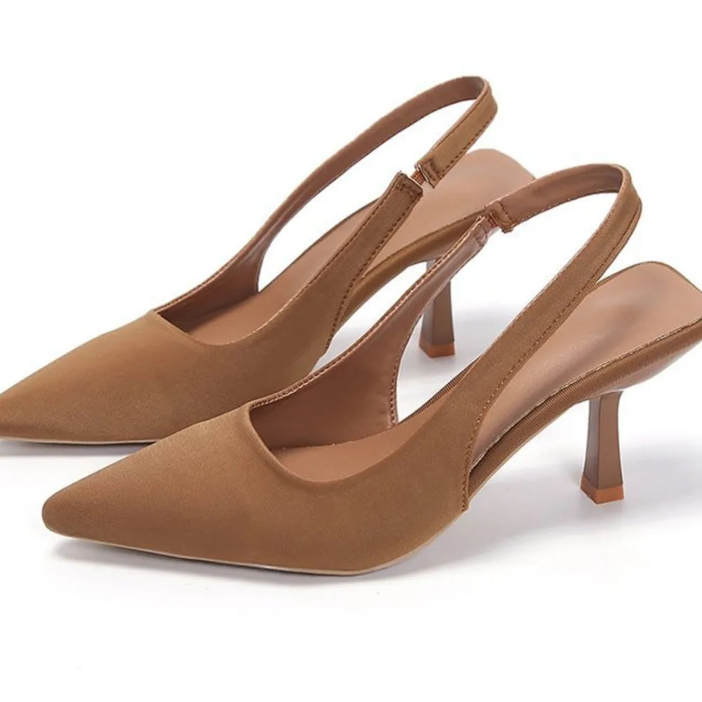 Point Toe Kitten Heel Slingback Pumps eprolo