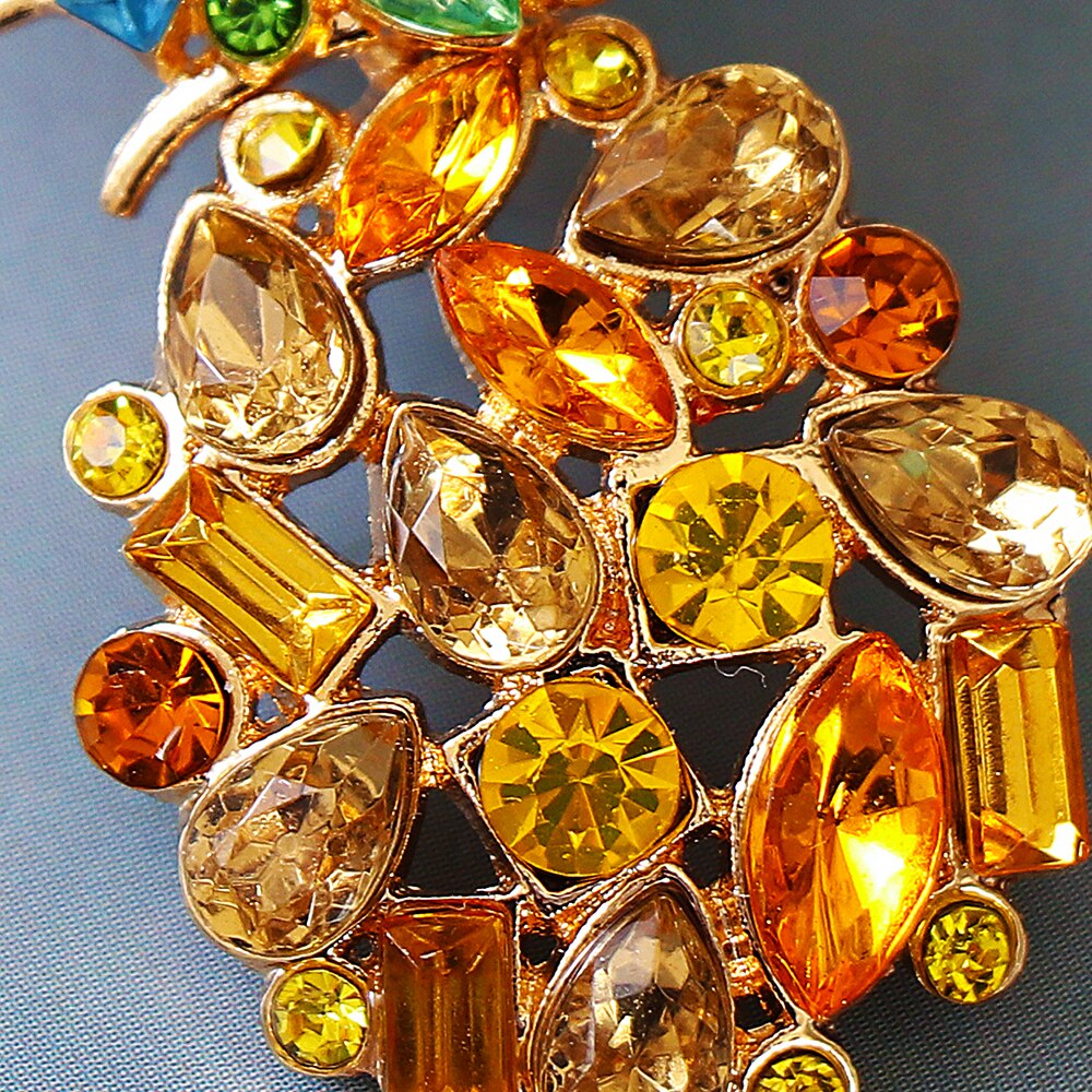 Fashionably Summer Yellow Gold Fruit Pineapple Crystal Pendant Earrings eprolo