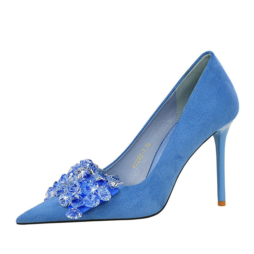 Banquet Pointed-Toe Suede Stiletto High-Heeled Shoes eprolo