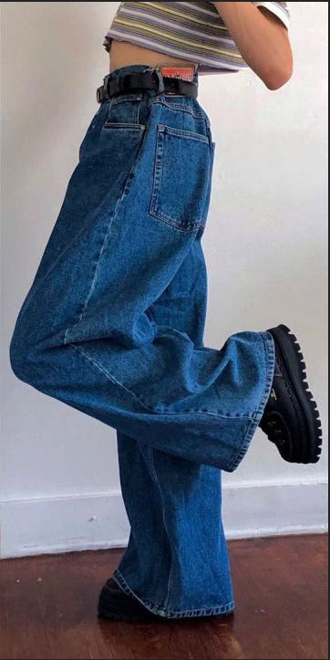 European and American Instagram Trendy Wide Leg Pants Cross border Exclusive Supply of Classic High Waist Denim Big Horn Pants in Stock - House of Cardwell