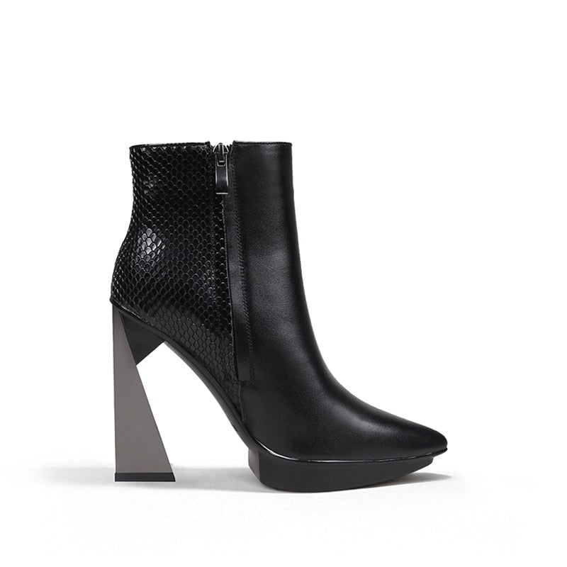 Women Boots Genuine Leather Pointed Toe 11cm High Heels Brand Designer Women Shoes - House of Cardwell