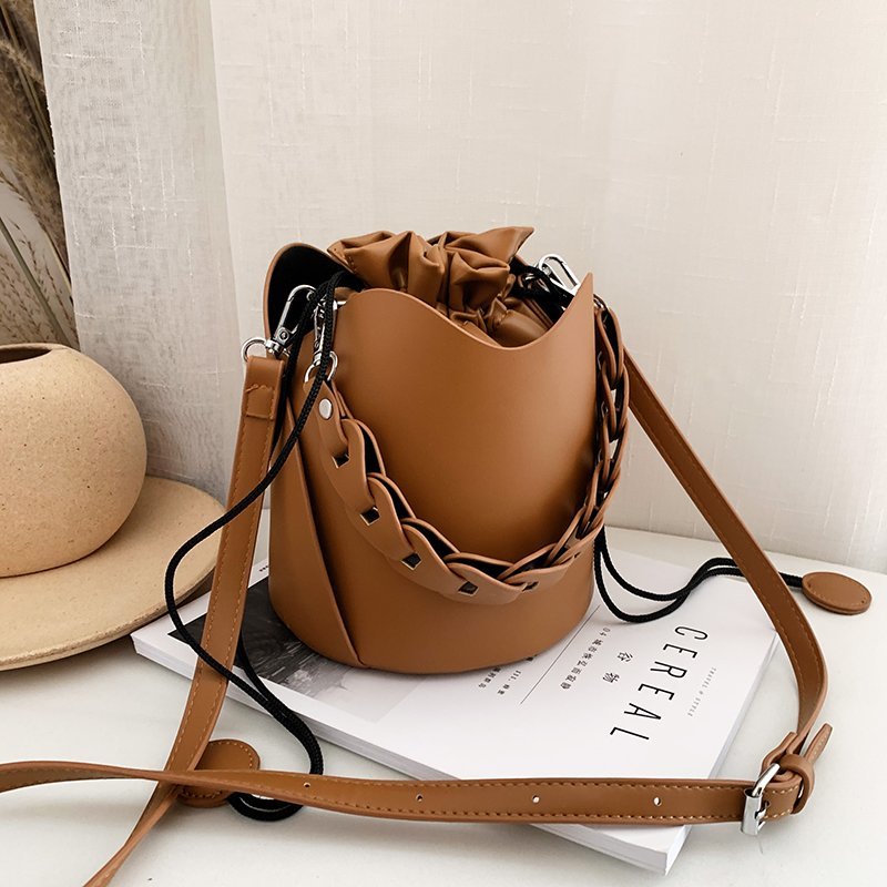 Pure Color Bucket Bags for Ladies 2024 Vintage Style Designer Handbags Women Brand Alar Drawstring Tote Bags Bolsa Feminina - House of Cardwell