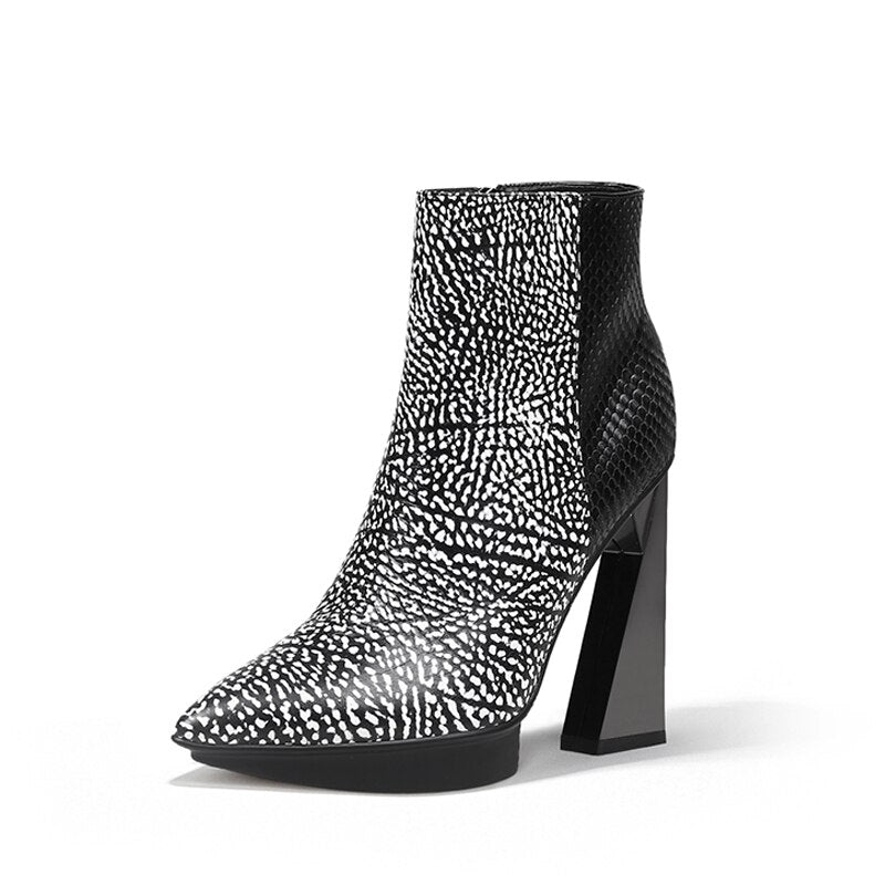 Women Boots Genuine Leather Pointed Toe 11cm High Heels Brand Designer Women Shoes - House of Cardwell