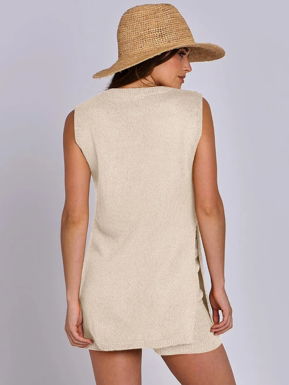 The New Spring and Summer Casual Knitted Sleeveless Short Set eprolo