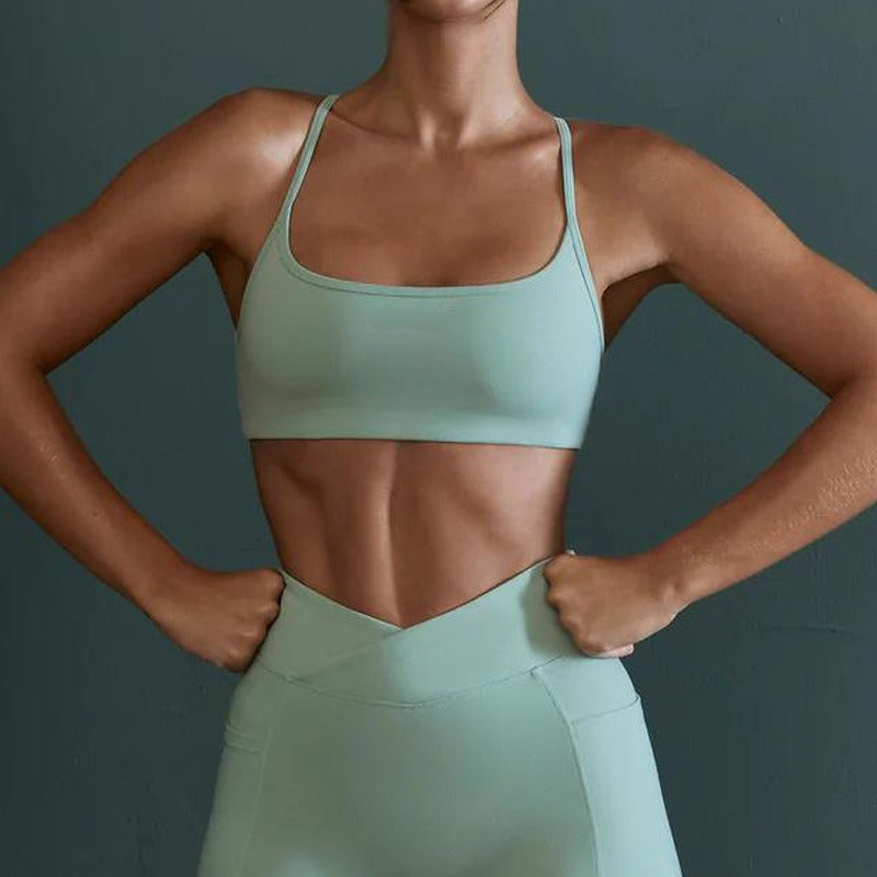 Lulu Nude Yoga Shockproof Gathering Back Fitness Sports Bra eprolo
