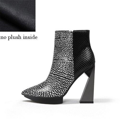 Women Boots Genuine Leather Pointed Toe 11cm High Heels Brand Designer Women Shoes - House of Cardwell