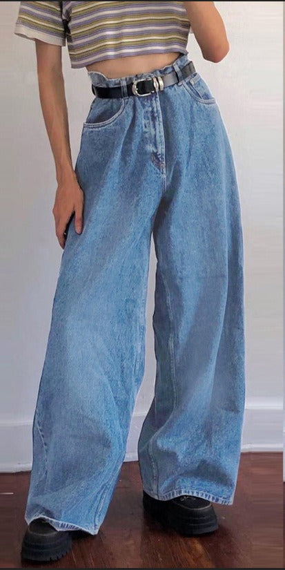 European and American Instagram Trendy Wide Leg Pants Cross border Exclusive Supply of Classic High Waist Denim Big Horn Pants in Stock - House of Cardwell