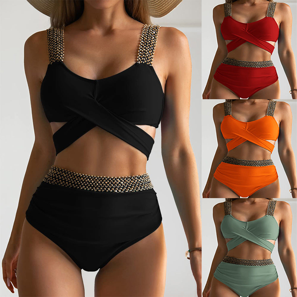 Ready for the Beach Cross Backless Bikini Swimsuit by The H.O.C. Collection eprolo