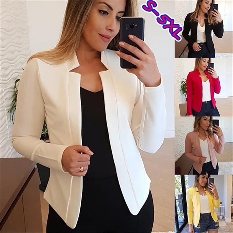Hot selling solid color casual professional small suit jacket top for women's clothing - House of Cardwell