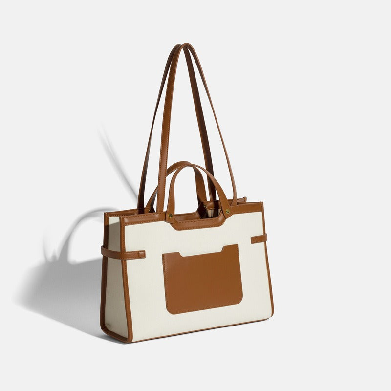 Canvas tote bag, high-end niche design, single shoulder commuter handbag, simple and large capacity - House of Cardwell