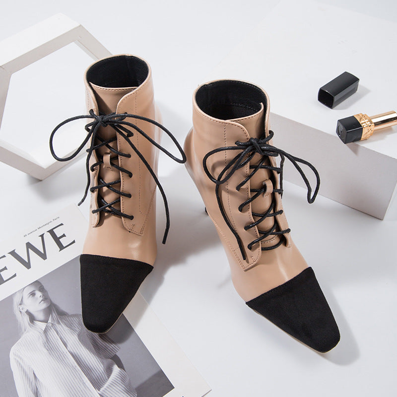 New Women's High Heels Boots Short Boots Thin Heels Pointed High Heels Sexy Versatile Western Boots - House of Cardwell