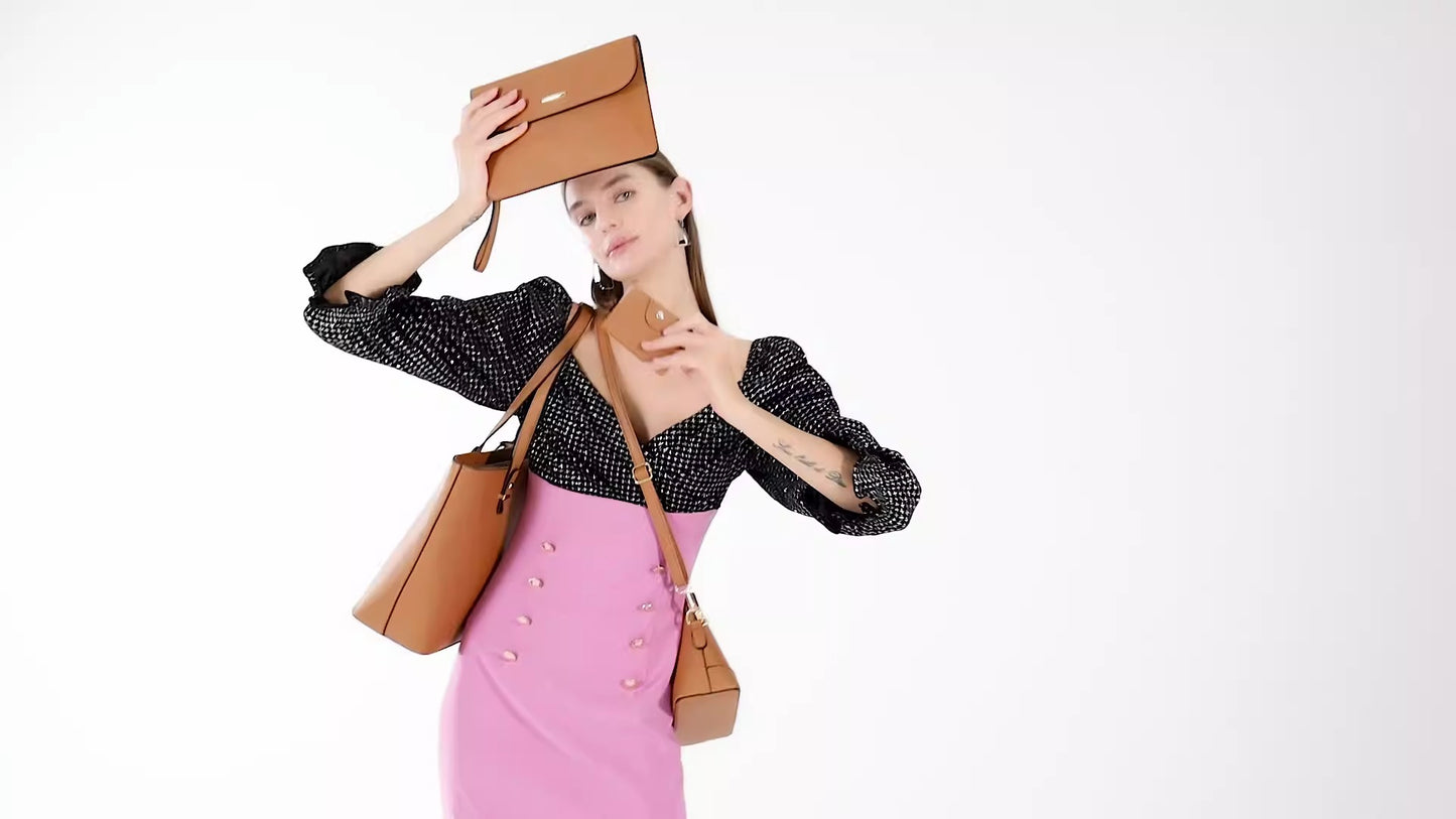 Trendy Women's Bag Retro Celebrity One Shoulder Handbag New High Capacity Fashion Cross Four Piece Set Mother Bag - House of Cardwell